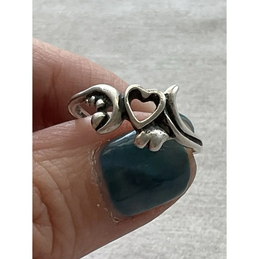 Vintage 925 Sterling Silver Heart With Wings Ring Size 8.25 Estate Jewelry